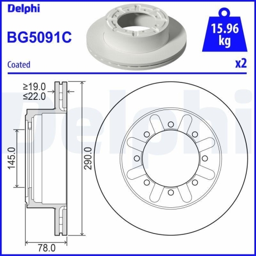 DELPHI Bremsscheibe BG5091C
