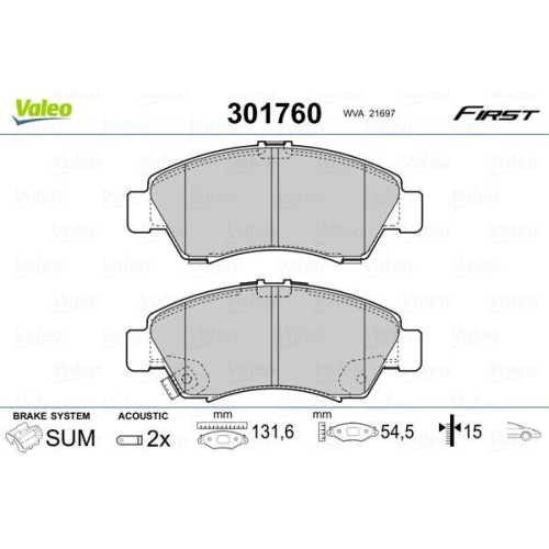VALEO Bremsbelagsatz, Scheibenbremse FIRST 301760