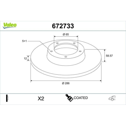 VALEO Bremsscheibe COATED 672733