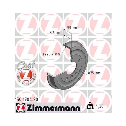 ZIMMERMANN Bremstrommel COAT Z 150.1704.20