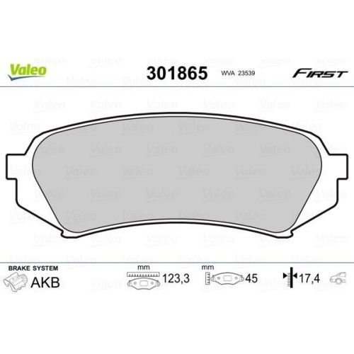 VALEO Bremsbelagsatz, Scheibenbremse FIRST 301865