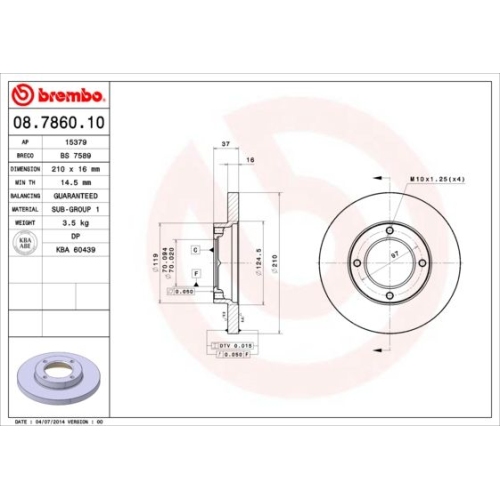 BREMBO Bremsscheibe PRIME LINE 08.7860.10