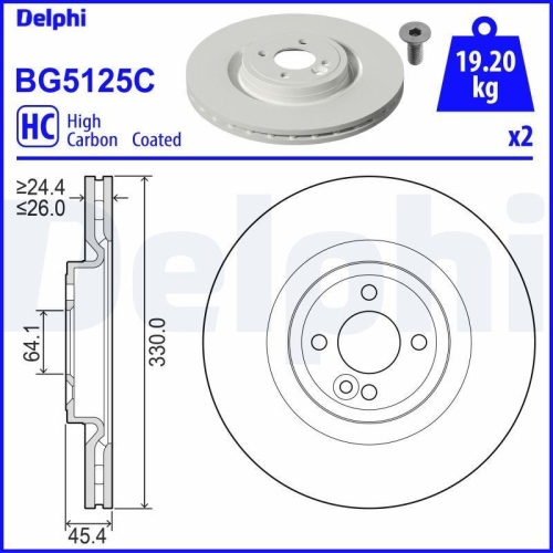 DELPHI Bremsscheibe BG5125C