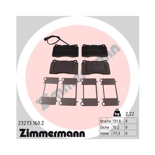 ZIMMERMANN Bremsbelagsatz, Scheibenbremse 23273.160.2
