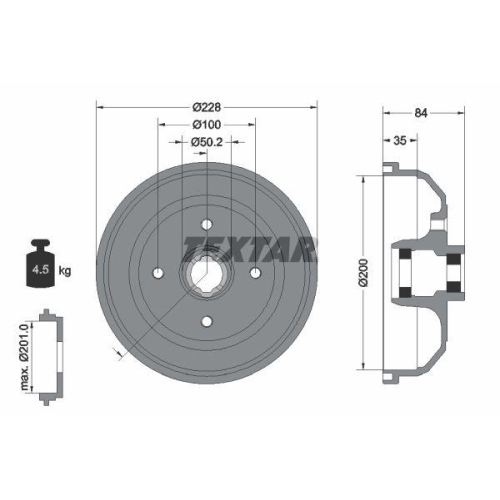 TEXTAR Bremstrommel 94042300