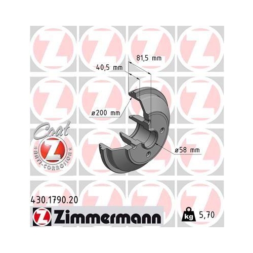 ZIMMERMANN Bremstrommel COAT Z 430.1790.20