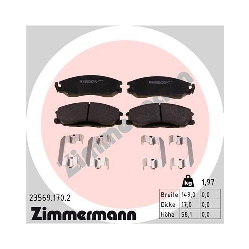 ZIMMERMANN Bremsbelagsatz, Scheibenbremse 23569.170.2