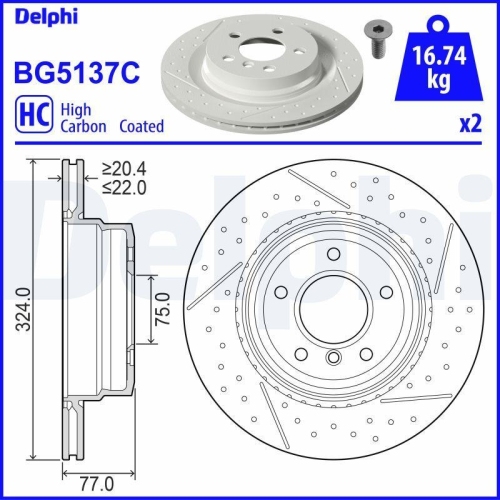 DELPHI Bremsscheibe BG5137C