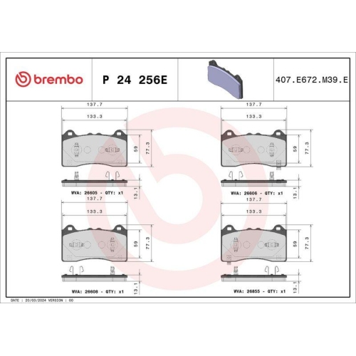 BREMBO Bremsbelagsatz, Scheibenbremse BEYOND LINE - EV P 24 256E