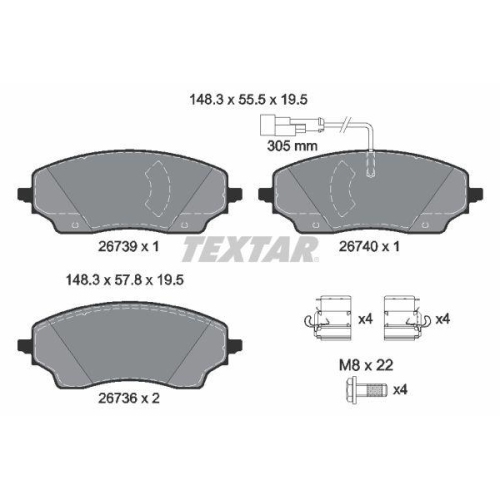 TEXTAR Bremsbelagsatz, Scheibenbremse Q+ 2673901