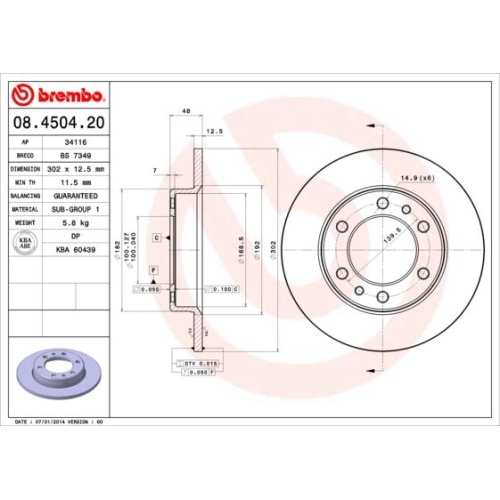 BREMBO Bremsscheibe PRIME LINE 08.4504.20