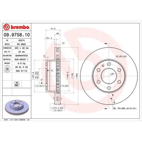 BREMBO Bremsscheibe PRIME LINE 09.9758.10