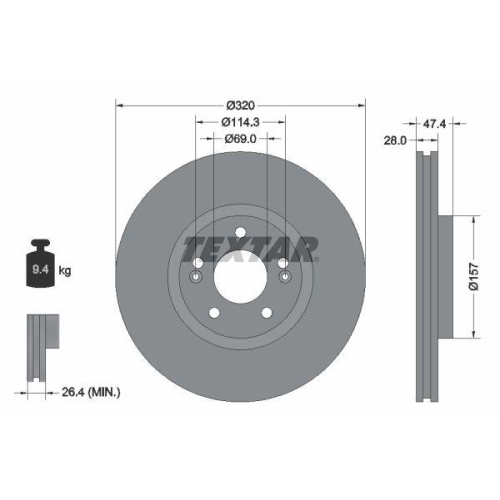 TEXTAR Bremsscheibe PRO 92237803