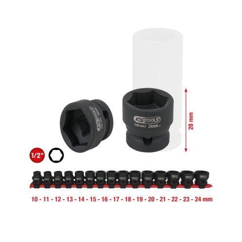 1/2 Zoll Sechskant-Kraft-Stecknuss-Satz, extra kurz, 15-tlg KS TOOLS 515.0055