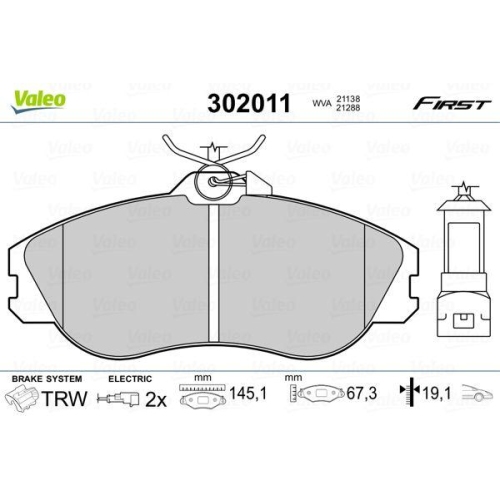 VALEO Bremsbelagsatz, Scheibenbremse FIRST 302011
