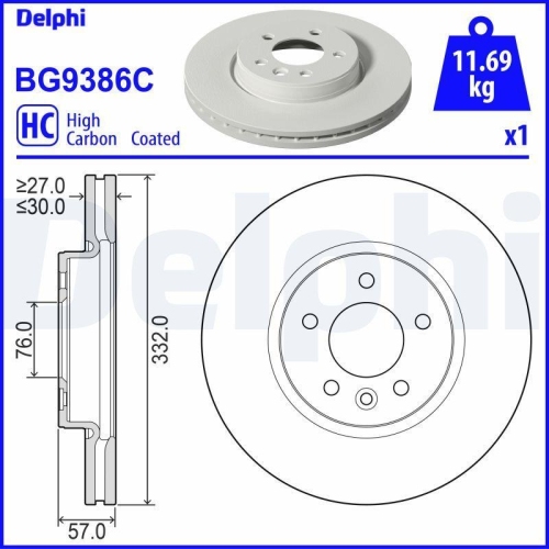 DELPHI Bremsscheibe BG9386C