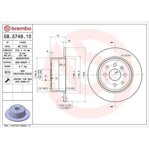 BREMBO Bremsscheibe PRIME LINE 08.5748.10
