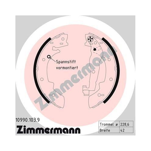 ZIMMERMANN Bremsbackensatz 10990.103.9