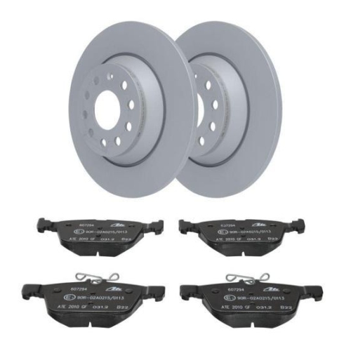 ATE Bremsensatz Bremsenset 2x Bremsscheiben+1x Bremsbelagsatz Hinten Hinterachse