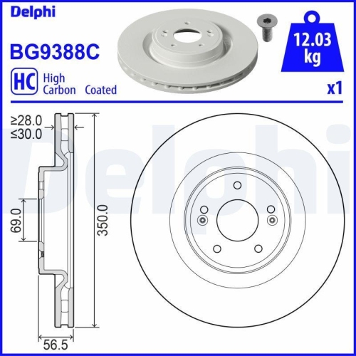 DELPHI Bremsscheibe BG9388C