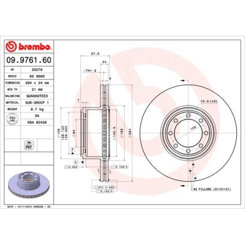 BREMBO Bremsscheibe PRIME LINE 09.9761.60