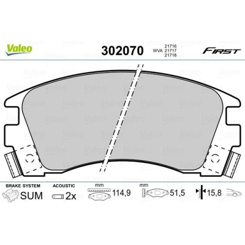 VALEO Bremsbelagsatz, Scheibenbremse FIRST 302070