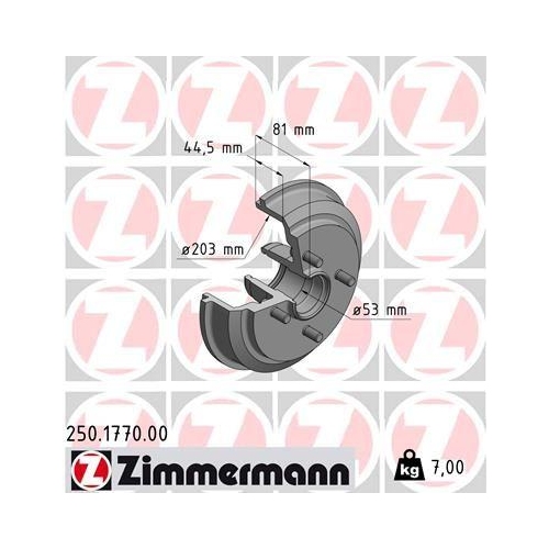 ZIMMERMANN Bremstrommel 250.1770.00