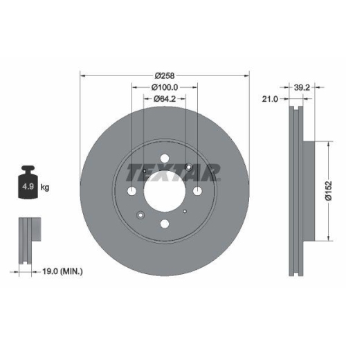 TEXTAR Bremsscheibe 92165900