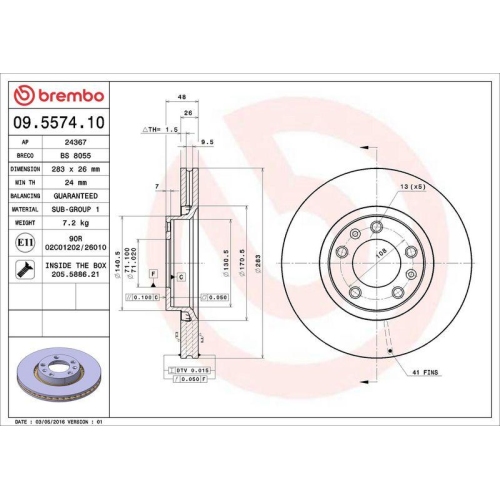 BREMBO Bremsscheibe PRIME LINE 09.5574.10