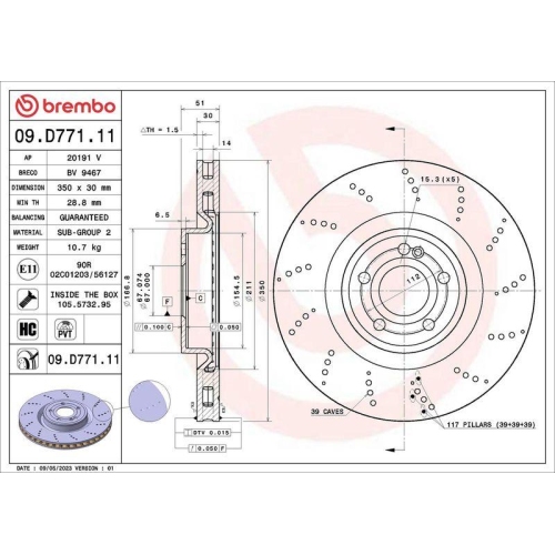 BREMBO Bremsscheibe PRIME LINE - UV Coated 09.D771.11