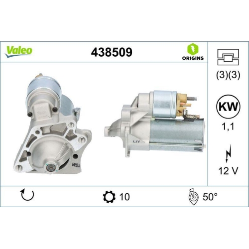 VALEO Starter VALEO ORIGINS - NEW O.E. TECHNOLOGIE 438509