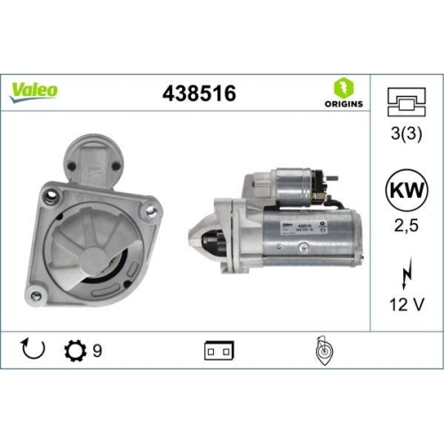 VALEO Starter VALEO ORIGINS - NEW O.E. TECHNOLOGIE 438516
