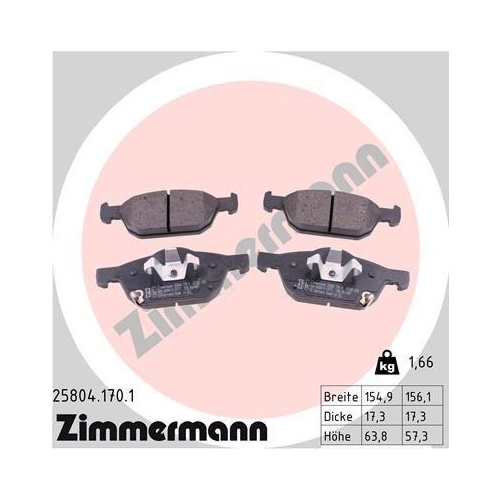 ZIMMERMANN Bremsbelagsatz, Scheibenbremse 25804.170.1