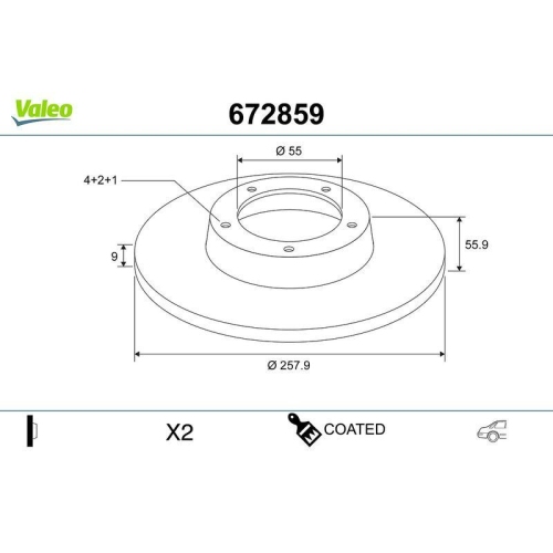 VALEO Bremsscheibe COATED 672859