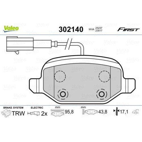 VALEO Bremsbelagsatz, Scheibenbremse FIRST 302140