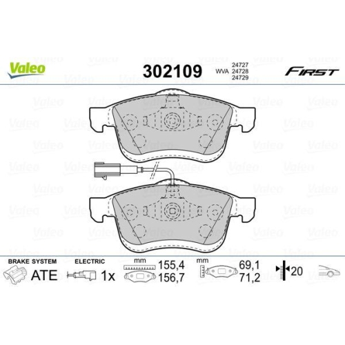 VALEO Bremsbelagsatz, Scheibenbremse FIRST 302109
