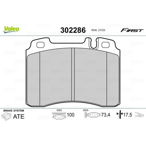 VALEO Bremsbelagsatz, Scheibenbremse FIRST 302286