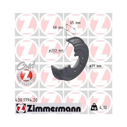 ZIMMERMANN Bremstrommel COAT Z 430.1794.20