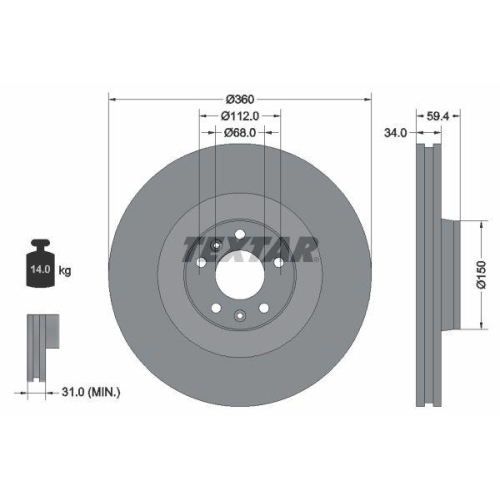 TEXTAR Bremsscheibe PRO 92122203