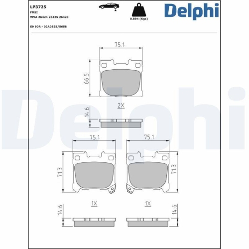 DELPHI Bremsbelagsatz, Scheibenbremse LP3725