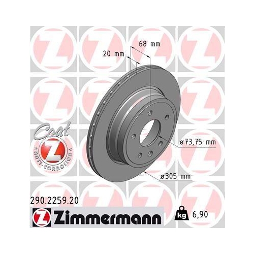 ZIMMERMANN Bremsscheibe COAT Z 290.2259.20