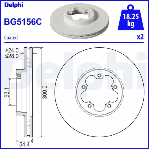 DELPHI Bremsscheibe BG5156C