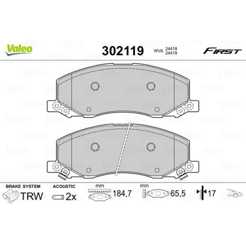 VALEO Bremsbelagsatz, Scheibenbremse FIRST 302119
