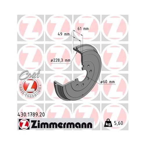 ZIMMERMANN Bremstrommel COAT Z 430.1789.20