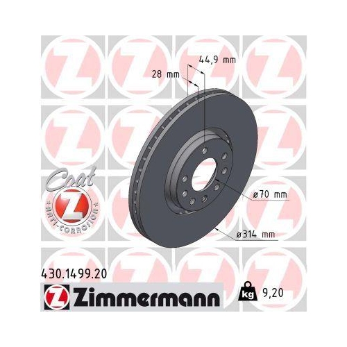 ZIMMERMANN Bremsscheibe COAT Z 430.1499.20