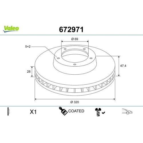 VALEO Bremsscheibe COATED 672971