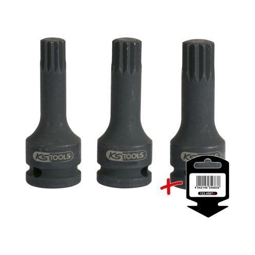 1/2 Zoll Kraft-Bit-Stecknuss XZN,lang,M14 auf H&auml;nger KS TOOLS 515.1172-E