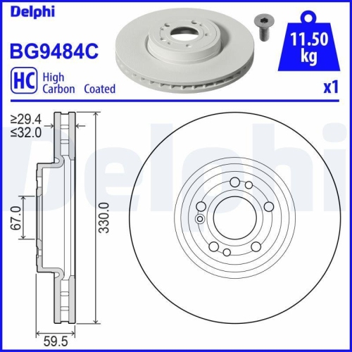 DELPHI Bremsscheibe BG9484C