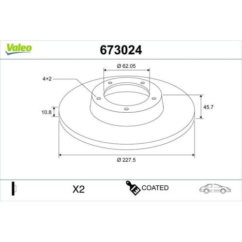 VALEO Bremsscheibe COATED 673024