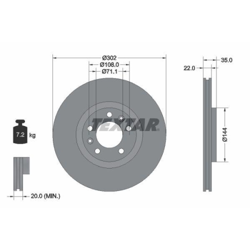 TEXTAR Bremsscheibe PRO 92197103